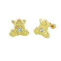 10k Yellow Gold Frog Stud Earrings Screwbacks Whit