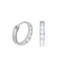 10k White Gold Small Huggie Hoop Earrings Clear CZ