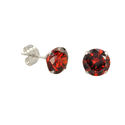 10k White Gold Red Garnet CZ Stud Earrings Cubic Z