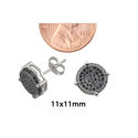 Sterling Silver Micropave Stud Earrings Round Blac