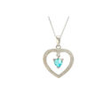 Sterling Silver Blue Topaz and Diamond Open Heart 