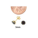 10k Yellow Gold Round Black CZ Stud Earrings Cubic