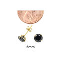 10k Yellow Gold Round Black CZ Stud Earrings Cubic