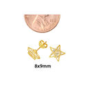 10k Yellow Gold CZ Star Stud Earrings Cubic Zircon