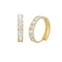 14K Yellow Gold Huggie Earrings Snap Closure Hoops