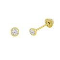 10k Yellow Gold Cubic Zirconia Stud Earrings Screw