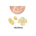 10k Yellow Gold Four Leaf Clover Stud Earrings wit