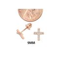 Mini Cross Screwback Earrings Rose Gold Plated Pav