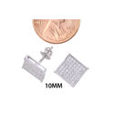 Men's Earrings 10mm Square Screwback Studs Sterlin