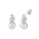 White Freshwater Pearl Earrings White Cubic Zircon