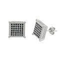 Sterling Silver Micropave Stud Earrings Black and 