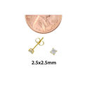 10k Yellow Gold Square Stud Earrings Clear CZ Cubi