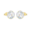 10k Yellow Gold Earrings Round Clear CZ Cubic Zirc