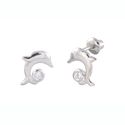 Dolphin Screwback Stud Earrings Small .925 Sterlin