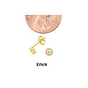 10k Yellow Gold Clear CZ Stud Earrings Round Bezel