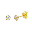 10k Yellow Gold Round Clear Cubic Zirconia CZ Stud