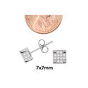 Sterling Silver Micropave Square Stud Earrings Cle