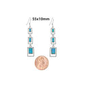 Opal Triple Open Square Dangle Earrings 925 Sterli