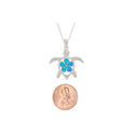 925 Sterling Silver Opal Turtle Pendant Necklace 1