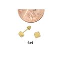 10k Gold Flat Square Stud Earrings Screwbacks - 4m