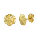 10k Yellow Gold Flower Earrings Laser Cut Design w