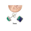 Sterling Silver 7mm Square Azurite Malachite Gemst