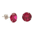 10k White Gold Red Ruby CZ Stud Earrings Cubic Zir