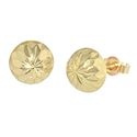 14k Yellow Gold Half Ball Stud Earrings Laser Cut 