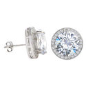 Sterling Silver Large Round Halo Cubic Zirconia St