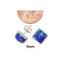 Azurite Malachite Stud Earrings 925 Sterling Silve