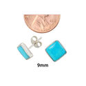 Larimar Stud Earrings 925 Sterling Silver 9mm Squa