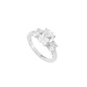 Sterling Silver Oval Cubic Zirconia Ring with Rhod