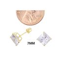 Square Princess Cut Clear CZ Stud Earrings Screwba