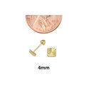 Laser Cut Square Stud Earrings 10k Yellow Gold wit