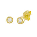 10k Yellow Gold Clear CZ Stud Earrings Round Bezel