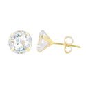 10k Yellow Gold Earrings Round Clear CZ Cubic Zirc