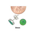 Sterling Silver Green Opal Earring Studs 9mm Round