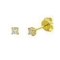 10k Yellow Gold Square Stud Earrings Clear CZ Cubi