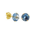 10k Yellow Gold Blue Aqua CZ Stud Earrings Cubic Z