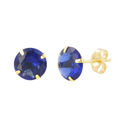 14k Yellow Gold Blue Sapphire Cubic Zirconia Stud 