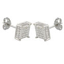 Sterling Silver Micropave Stud Earrings Clear 3d S