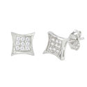 Sterling Silver Micropave Stud Earrings Kite Shape