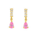 10k Yellow Gold Dangle Earrings Pink Teardrop Cubi