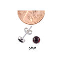 Sterling Silver Gemstone Earrings Garnet 6mm Round