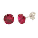 14k White Gold Ruby Red Cubic Zirconia Stud Earrin