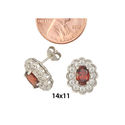 Garnet Gemstone Stud Earrings 925 Sterling Silver 