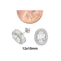 Sterling Silver Halo Cubic Zirconia Stud Earrings 