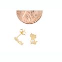 14k Yellow Gold CZ Cat Stud Earrings 8mm x 5mm