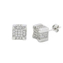 Sterling Silver Micropave Square Stud Earrings Cle