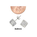 Sterling Silver Micropave Square Stud Earrings Cle